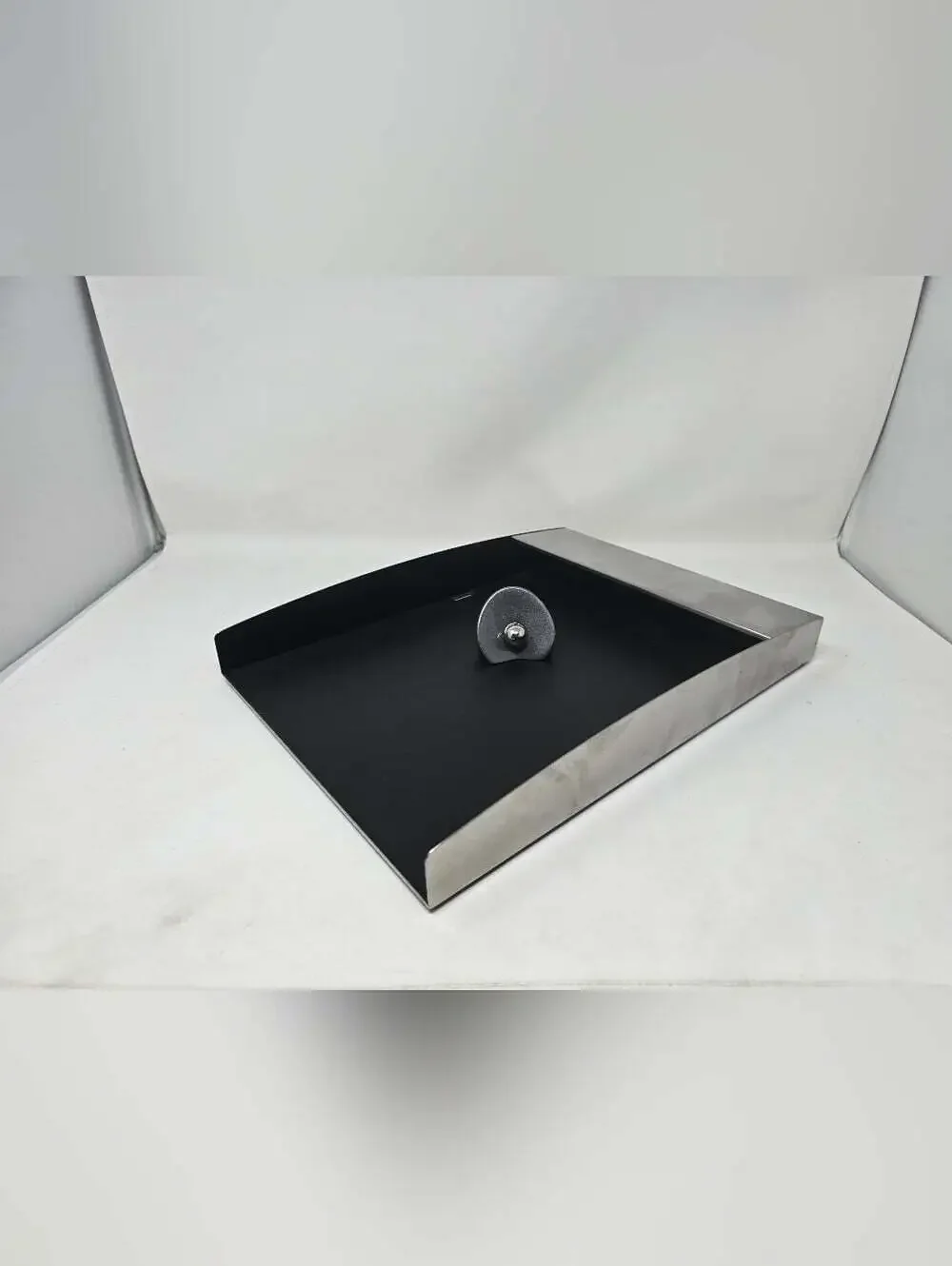 Vintage Smith Metal Arts Vintage Paper Tray with Paperweight Mirro Chrome MCM